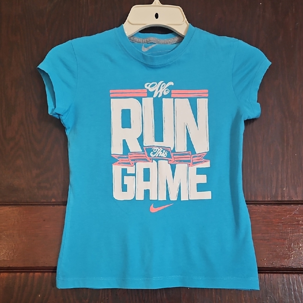 Nike Teal 'We Run This Game' Short Sleeve Tee - Size S